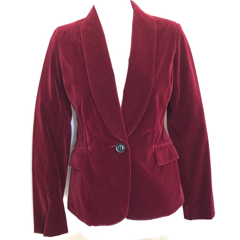 EUC Pink Martini Maroon/Merlot Velvet Blazer with Pockets / Small